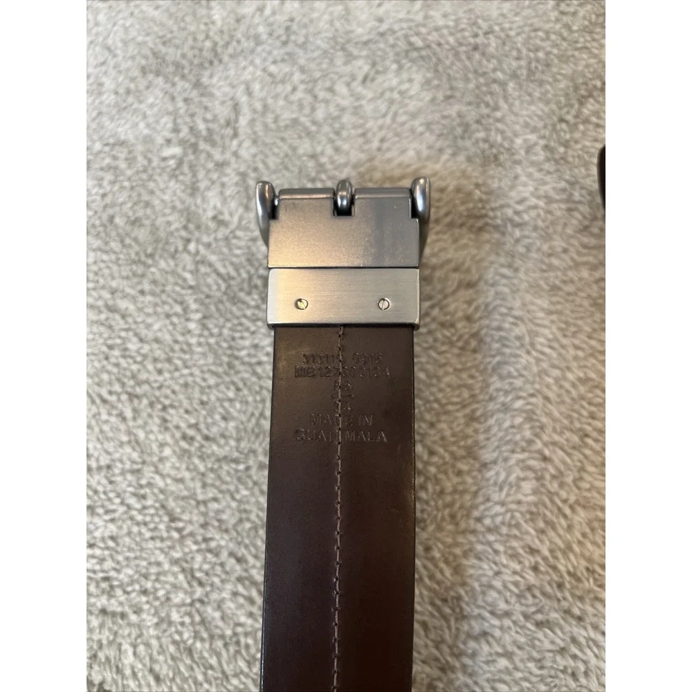 Fossil Men Black Leather Silver Metal Heavy Buckle Belt Size 8.5 34 Flawed